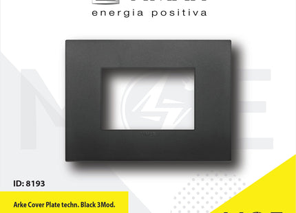 Vimar Arke Cover Plate technopolymer Black 3module | 19653.71 | بلاك بلاستيك اسود