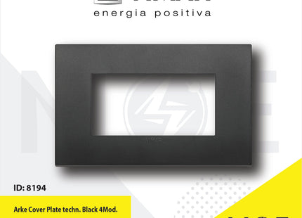 Vimar Arke Cover Plate technopolymer Black 4module | 19654.71 | بلاك بلاستيك اسود