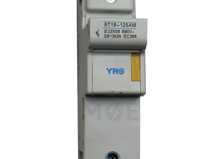YRO Din Fuse Holder 22x58mm 125A 690VAC 1P 2module | RT18-125-22x58-AC | دجنتور بيت فيوز مفرد مجوز - حامل فيوز على سكة دين - قاعدة فيوز
