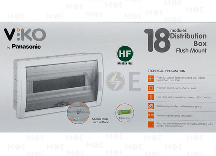 Viko IP40 Flush Mount Distribution Board Smoked Door 390x220x73.5mm 1Rx18module 18module | 90912018-veko18dm | تابلو بلاستيك مخفي غطا مفيم