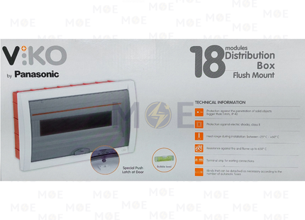 Viko IP40 Flush Mount Distribution Board Smoked Door 390x220x73.5mm 1Rx18module 18module | 90912018-veko18dm | تابلو بلاستيك مخفي غطا مفيم