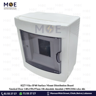 Viko IP40 Surface Mount Distribution Board Smoked Door 140x150x97mm 1Rx4module 4module | 90912104-veko 4ds | تابلو بلاستيك ظاهر غطا مفيم