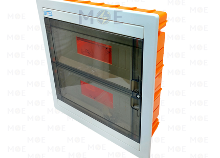 IP40 Flush Mount Distribution Board Smoked Door 330x420x85mm 2Rx12module 24module | LGD-24 ways | تابلو بلاستيك مخفي تقليد الجويس غطا مفيم