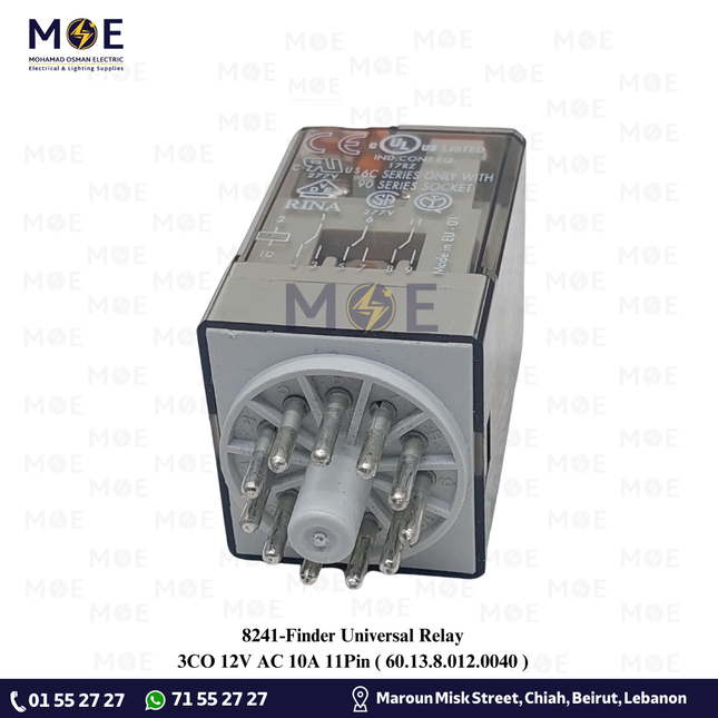 Finder Universal Relay 3CO 12V AC 10A 11Pin | 60.13.8.012.0040 | ريليه