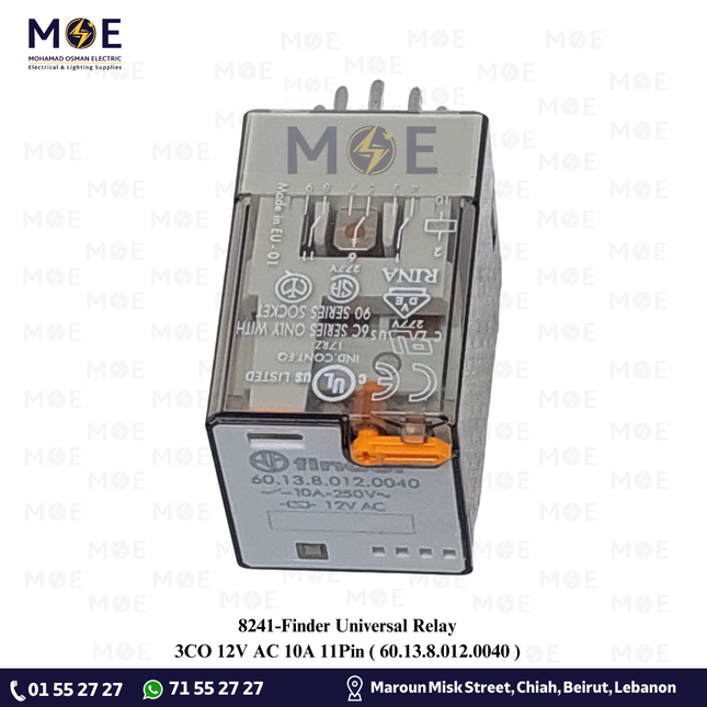 Finder Universal Relay 3CO 12V AC 10A 11Pin | 60.13.8.012.0040 | ريليه