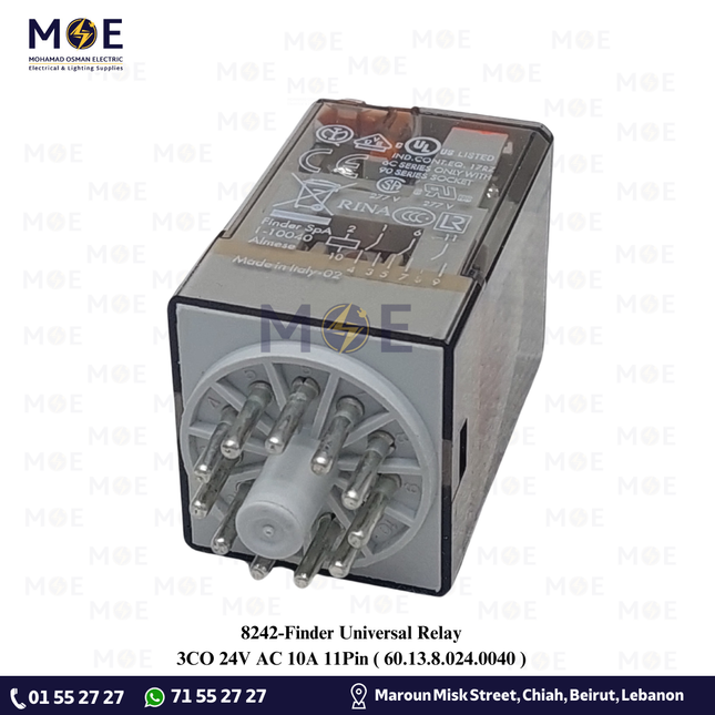 Finder Universal Relay 3CO 24V AC 10A 11Pin | 60.13.8.024.0040 | ريليه