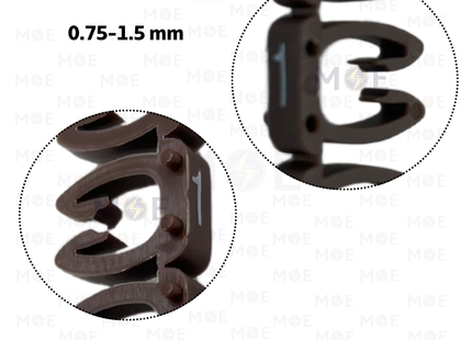 Klemsan Cable Markers Number KE1 ( 0.75-1.5mm ) Brown ( 1 ) | KL 517001 | حلقة ترقيم كابلات بني رقم