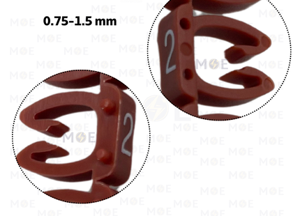 Klemsan Cable Markers Number KE1 ( 0.75-1.5mm ) Red ( 2 ) | KL 517002 | حلقة ترقيم كابلات احمر رقم