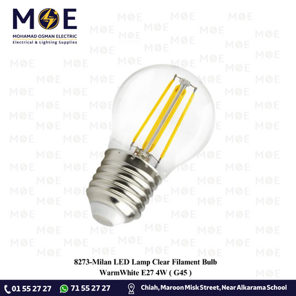 Milan LED Lamp Clear Filament Bulb WarmWhite E27 4W | G45