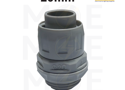 Elettrocanali IP65 Cable Gland / Box Joint for flexible conduit Gray GX20 20mm | GX20 | برس اتوب للفلكسيبل رمادي