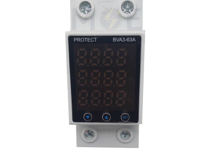 SEG Multi-Function Single Phase Adjustable Digital Voltage-Ampere Protector 1-63A + Energy Meter Kwh Din 2module | SSVP08962EG | ساعة امبير و فولت مع عيار مع عداد على سكة