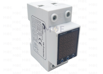 SEG Multi-Function Single Phase Adjustable Digital Voltage-Ampere Protector 1-63A + Energy Meter Kwh Din 2module | SSVP08962EG | ساعة امبير و فولت مع عيار مع عداد على سكة