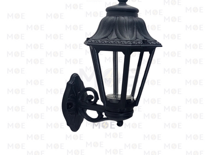 Fumagalli Hexagonal Wall Light Lantern with clear panels BISSO/ANNA Black E27 45cm | E22.131.000 | فانوس حائط مسدس شفاف اسود
