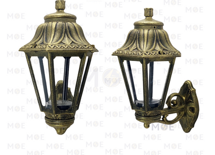 Fumagalli Hexagonal Wall Light Lantern With Clear Panels BISSO/ANNA Bronze E27 45cm | E22.131.000 | فانوس حائط مسدس شفاف برونز