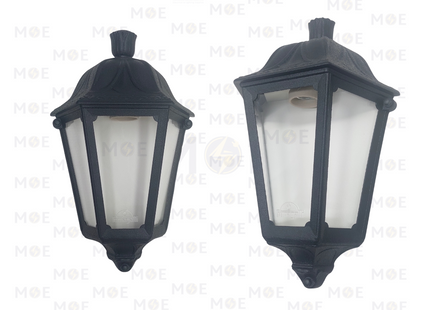 Fumagalli Wall Light Half Lantern With Clear Panels IESSE Black E27 35cm | M22.000.000 | فانوس حائط مسح شفاف اسود