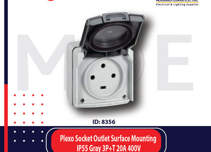 Legrand Plexo Socket Outlet Surface Mounting IP55 Gray 3P+E 20A 400V | 01191656 | بريز ظاهر مطري رمادي