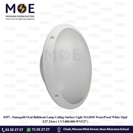 Fumagalli Outdoor Wall Light Oval Bulkhead Lamp Surface Light MADDI Water[roof White Opal E27 23cm |  LV3.000.000.WYE27