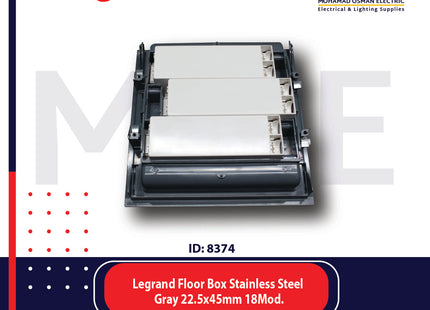 Legrand Floor Box Stainless Steel Gray 22.5x45mm 18module | 01189610 | غطاء علبة ارض مربعة
