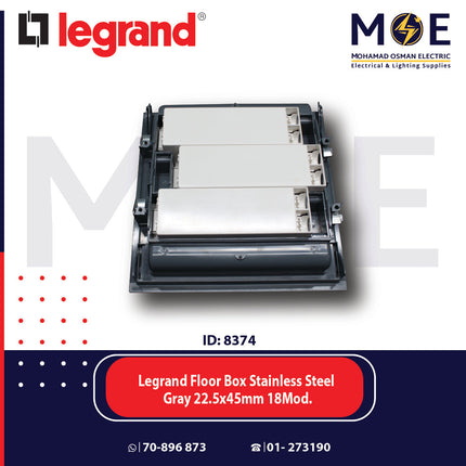 Legrand Floor Box Stainless Steel Gray 22.5x45mm 18module | 01189610