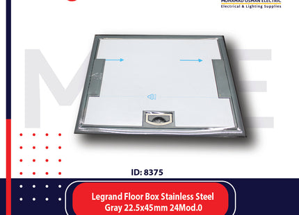 Legrand Floor Box Stainless Steel Gray 22.5x45mm 24module | 01189615 | غطاء علبة ارض مربعة