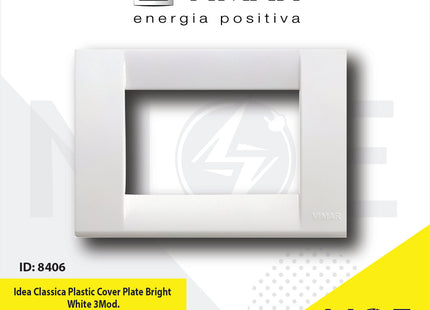 Vimar Idea Classica Plastic Cover Plate Bright White 3module | 16743.01 | بلاك بلاستيك ابيض