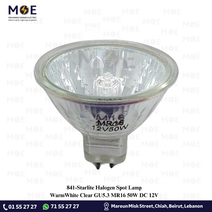 Starlite Halogen Spot Lamp WarmWhite Clear GU5.3 MR16 50W DC 12V