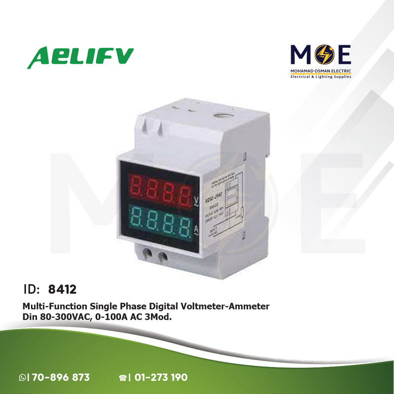 Aelifv Multi-Function Single Phase Digital Voltmeter-Ammeter Din 80 ...