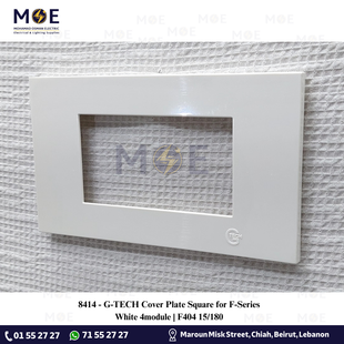 G-TECH Cover Plate Square for F-Series White 4module | F404 15/180 | بلاك بلاستيك ابيض