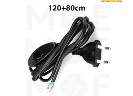 Arditi Single Pole Cord with Switch & Plug Black 2A 250V 120+80cm | 20085 | شريط لمبدير مع فيش و مفتاح خط واحد اسود