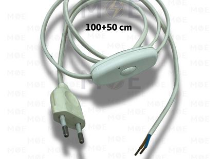 Arditi Double Pole Lamp Cord with Dimmer Switch & Plug White 2.5A 250V 100+50cm | 29098 | شريط لمبدير مع فيش و ديمر خطين ابيض