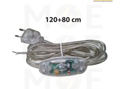 Arditi Double Pole Lamp Cord with Dimmer Switch & Plug Transparent 2.5A 250V 120+80cm | 27940 | شريط لمبدير مع فيش و ديمر خطين شفاف