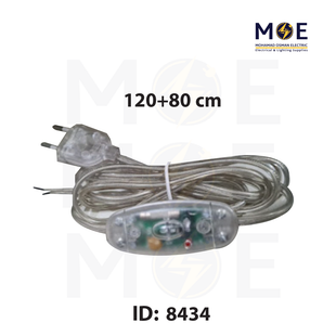 Arditi Double Pole Lamp Cord with Dimmer Switch & Plug Transparent 2.5A 250V 120+80cm | 27940 | شريط لمبدير مع فيش و ديمر خطين شفاف