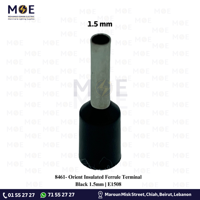 Orient Insulated Ferrule Terminal Black 1.5mm | E1508