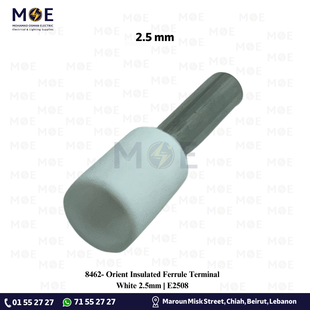 Orient Insulated Ferrule Terminal White 2.5mm | E2508 | كوس انبوب ابيض