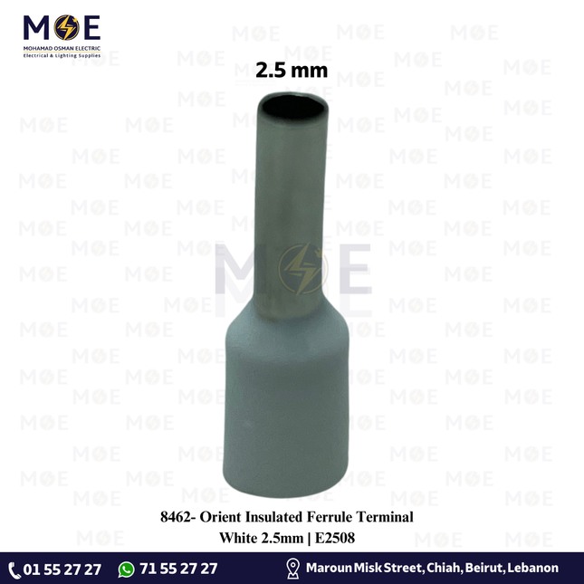 Orient Insulated Ferrule Terminal White 2.5mm | E2508