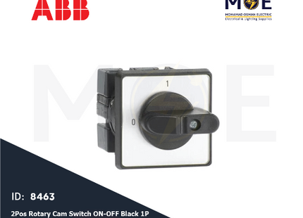 ABB 2 Position Rotary Cam Switch ON-OFF Black 1P 2NO 25A 0-1 | 1SCA022531R4920 | مفتاح