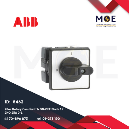 ABB 2 Position Rotary Cam Switch ON-OFF Black 1P 2NO 25A 0-1 | 1SCA022531R4920