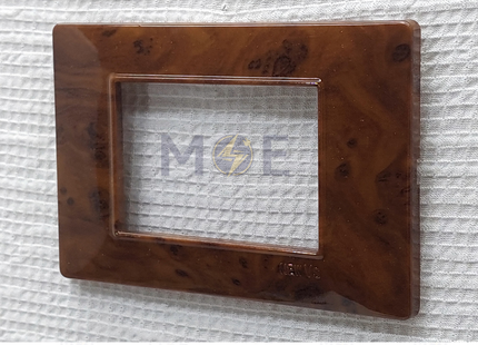 NewVS/ Plana Plastic Cover Plate Cherry Wood Shiny 3module | IT401-CherryWood-2 | بلاك بلاستيك بني كرزي لميع