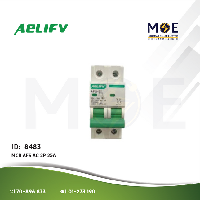 Aelifv MCB AFS AC 2P 25A | AFS-63 AC | دجنتور كهرباء مجوز - قاطع كهربائي
