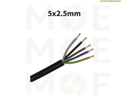 Med Cables Sheathed-Insulated Fiber CU Core 300/500V Flexible Black | NYMHY 5x2.5 mm | كابل مبروم شعري اسود