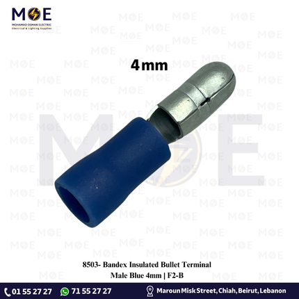 Bandex Insulated Bullet Terminal Male Blue 4mm | F2-B