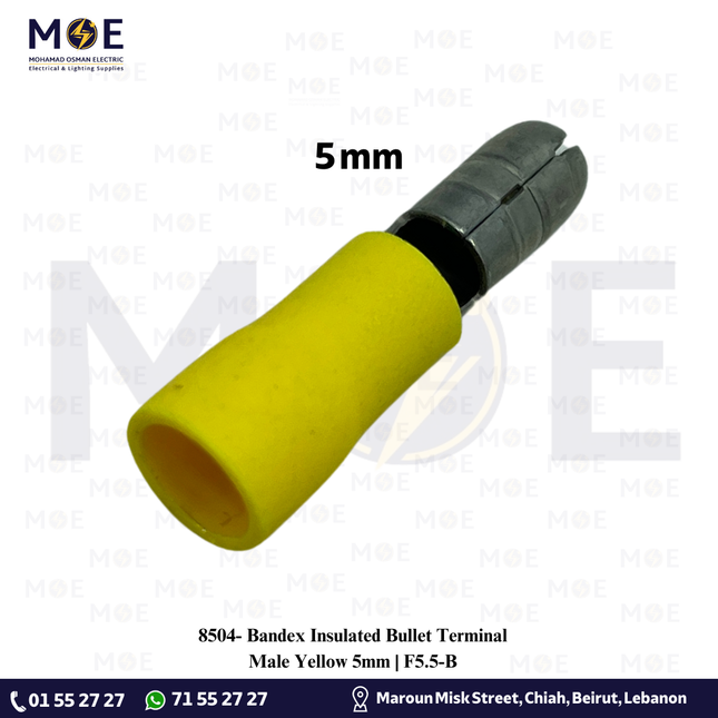 Bandex Insulated Bullet Terminal Male Yellow 5mm | F5.5-B