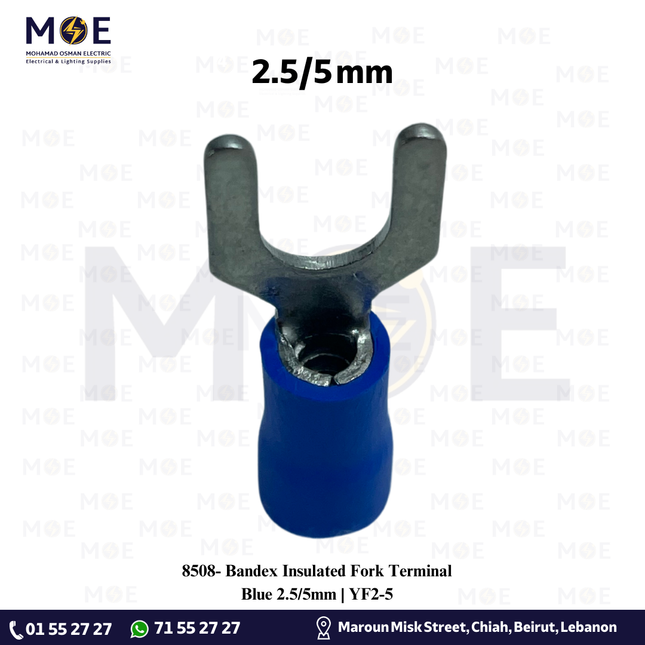 Bandex Insulated Fork Terminal Blue 2.5/5mm | YF2-5