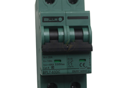 Blue Point MCB BPL7-63 2P 550V DC 20A | BPL7 | دجنتور كهرباء مجوز - قاطع كهربائي