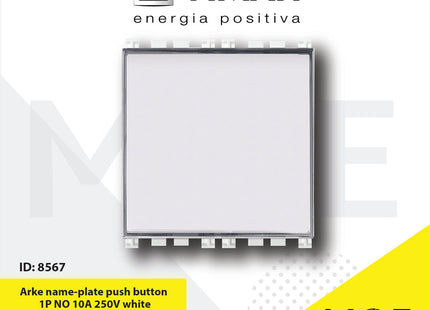 Vimar Arke name plate push button 1P NO 10A 250V white | 19050.B | كباس جرس باسم ابیض فتحتان