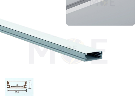 Classic Light Surface LED Aluminum Profile Silver 17.5x7mm 3mt | 509B | بروفايل ليد المنيوم ظاهر