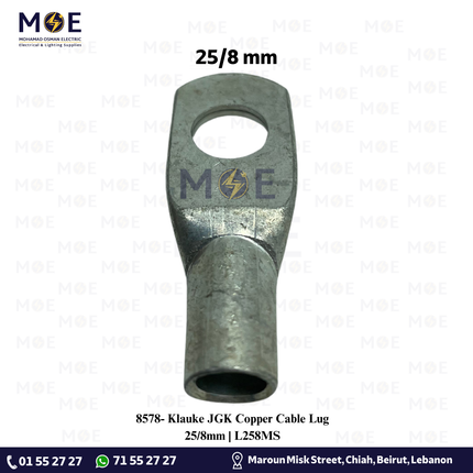 Klauke JGK Copper Cable Lug 25/8mm | L258MS