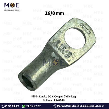 Klauke JGK Copper Cable Lug 16/8mm | L168MS