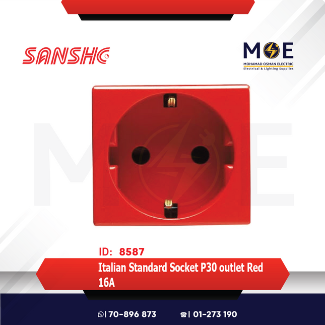 Sanshe German Standard Socket Outlet Red 16A | KH1219-011 | بريز شوكو  احمر