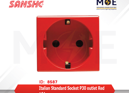 Sanshe Italian Standard Socket P30 outlet Red 16A | KH1219-011 | بريز شوكو ايطالي احمر